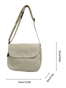 Minimalist Flap Square Bag School Bag For Graduate, Teen Girls, Freshman, Sophomore, Junior & Senior In College, University & High School, Perfect For Outdoors ,Travel & Back To School - Beige - View 2