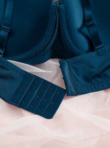 Plus Floral Lace Bra - Teal Blue - View 3