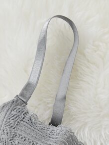 Plus Floral Lace Bra - Grey - View 5