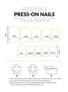 Get Glamorous With 24Pcs Long Square Red French Two Tone Fake Nail & 1Pc Nail File & 1Sheet Tape Press On Nails Nail Supplies Nails - Multicolor - View 4