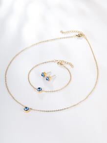 4 piezas Set joya diseño de aojo - Amarillo Oro - Ver 4