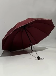 1pc Contrast Binding Umbrella - Burgundy - View 1
