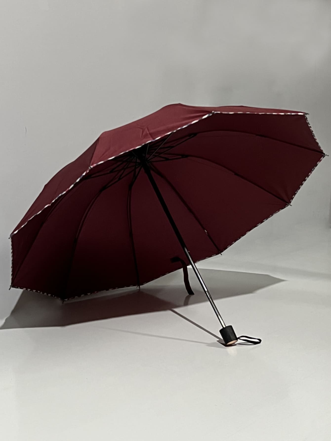 1pc Contrast Binding Umbrella - Burgundy - View 1