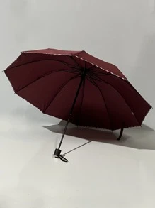 1pc Contrast Binding Umbrella - Burgundy - View 6