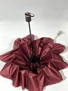 1pc Contrast Binding Umbrella - Burgundy - View 3
