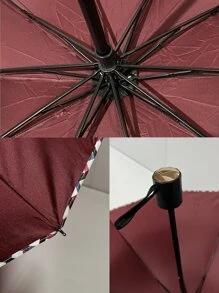 1pc Contrast Binding Umbrella - Burgundy - View 4