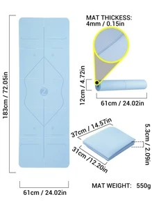 1pc Plain Yoga Mat - Blue - View 6