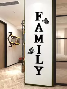 Pegatina de pared letra y mariposa - Multicolor - Ver 2