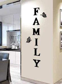 Pegatina de pared letra y mariposa - Multicolor - Ver 4