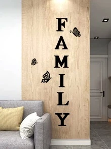 Pegatina de pared letra y mariposa - Multicolor - Ver 5