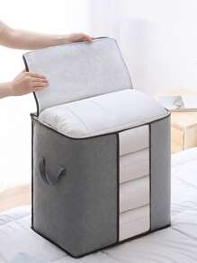 1pc Contrast Binding Quilt Storage Bag - Grey - View 3
