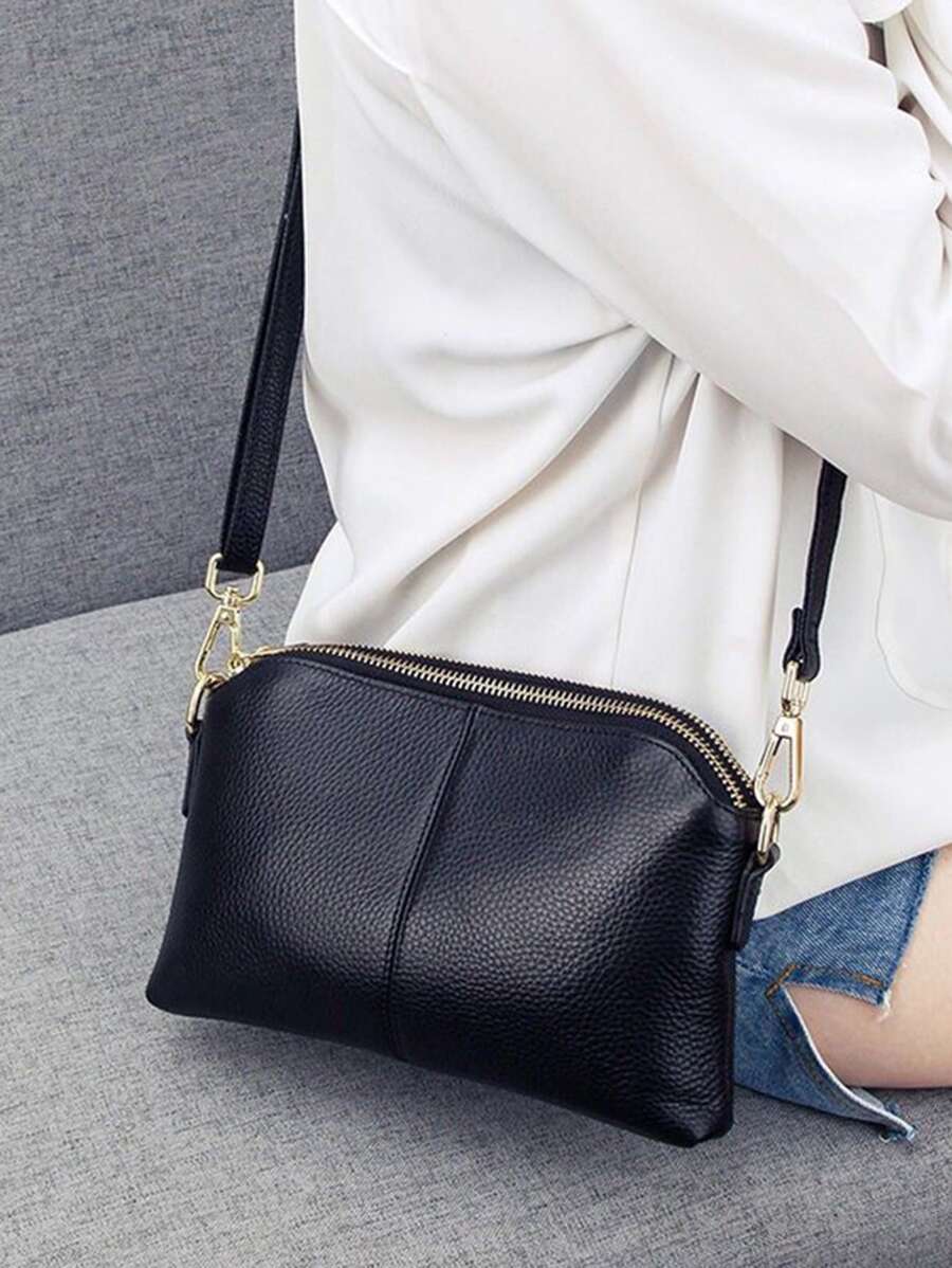 Commuter Style Fashion Versatile Multi-Zipper Pocket Large Capacity Minimalist Portable Crossbody Bag, Suitable For Women Shopping, Party, Gift For Mom - Black - View 1