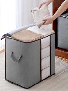 1pc Contrast Binding Quilt Storage Bag - Grey - View 4