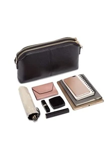 Commuter Style Fashion Versatile Multi-Zipper Pocket Large Capacity Minimalist Portable Crossbody Bag, Suitable For Women Shopping, Party, Gift For Mom - Black - View 5