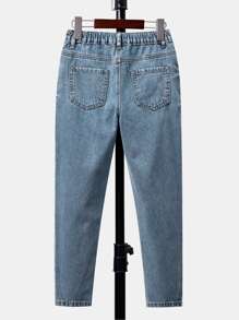 Boys Slant Pocket Carrot Jeans - Medium Wash - View 2