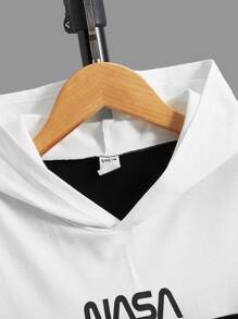 SHEIN Boys Letter Graphic Colourblock Hooded Tee & Shorts - Multicolor - View 3