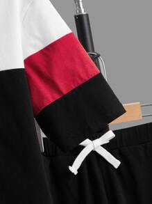 SHEIN Boys Letter Graphic Colourblock Hooded Tee & Shorts - Multicolor - View 4