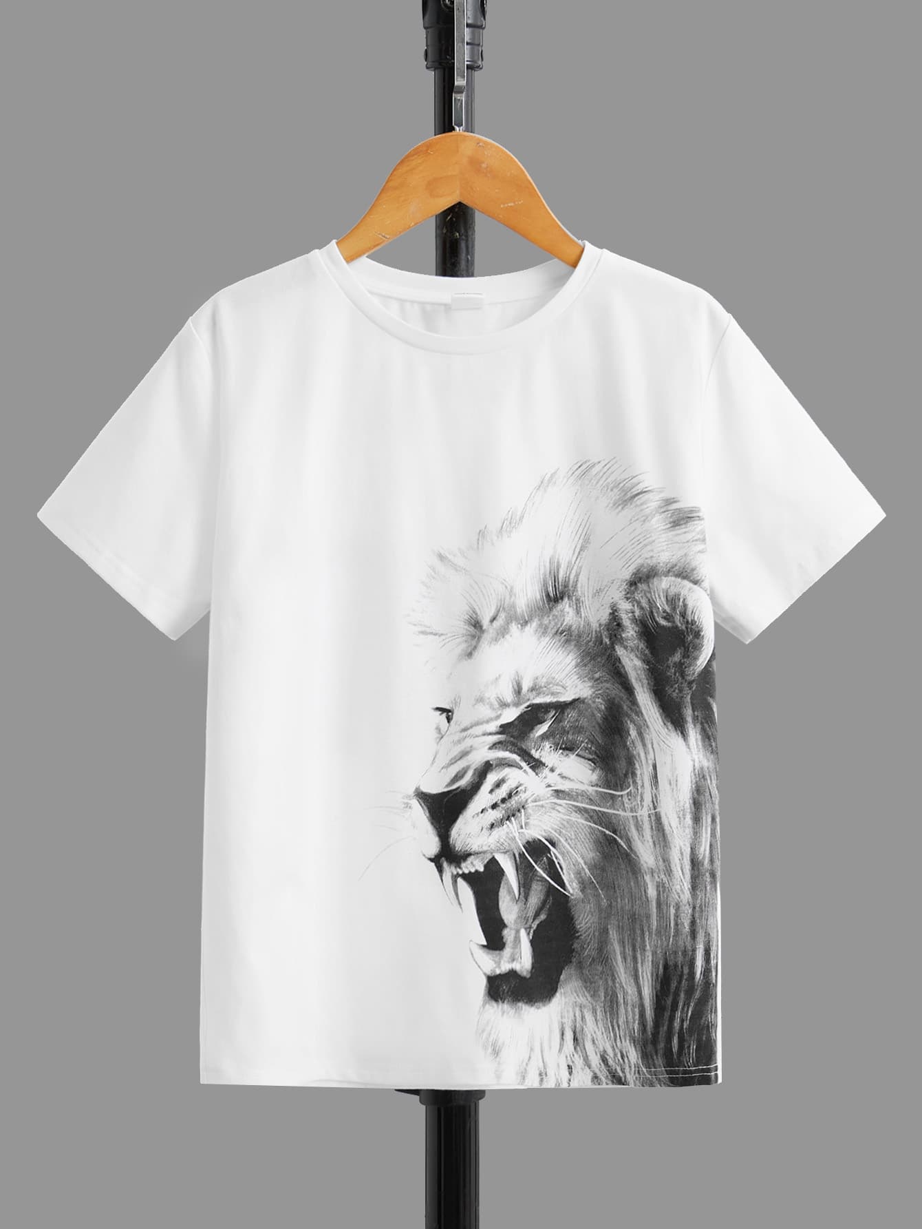 SHEIN Boys Lion Print Tee - White - View 1