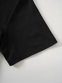 SHEIN LUNE Solid Pocket Patched Tee - Black - View 4