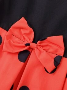 Girls Polka Dot Bow Front Dress - Multicolor - View 3