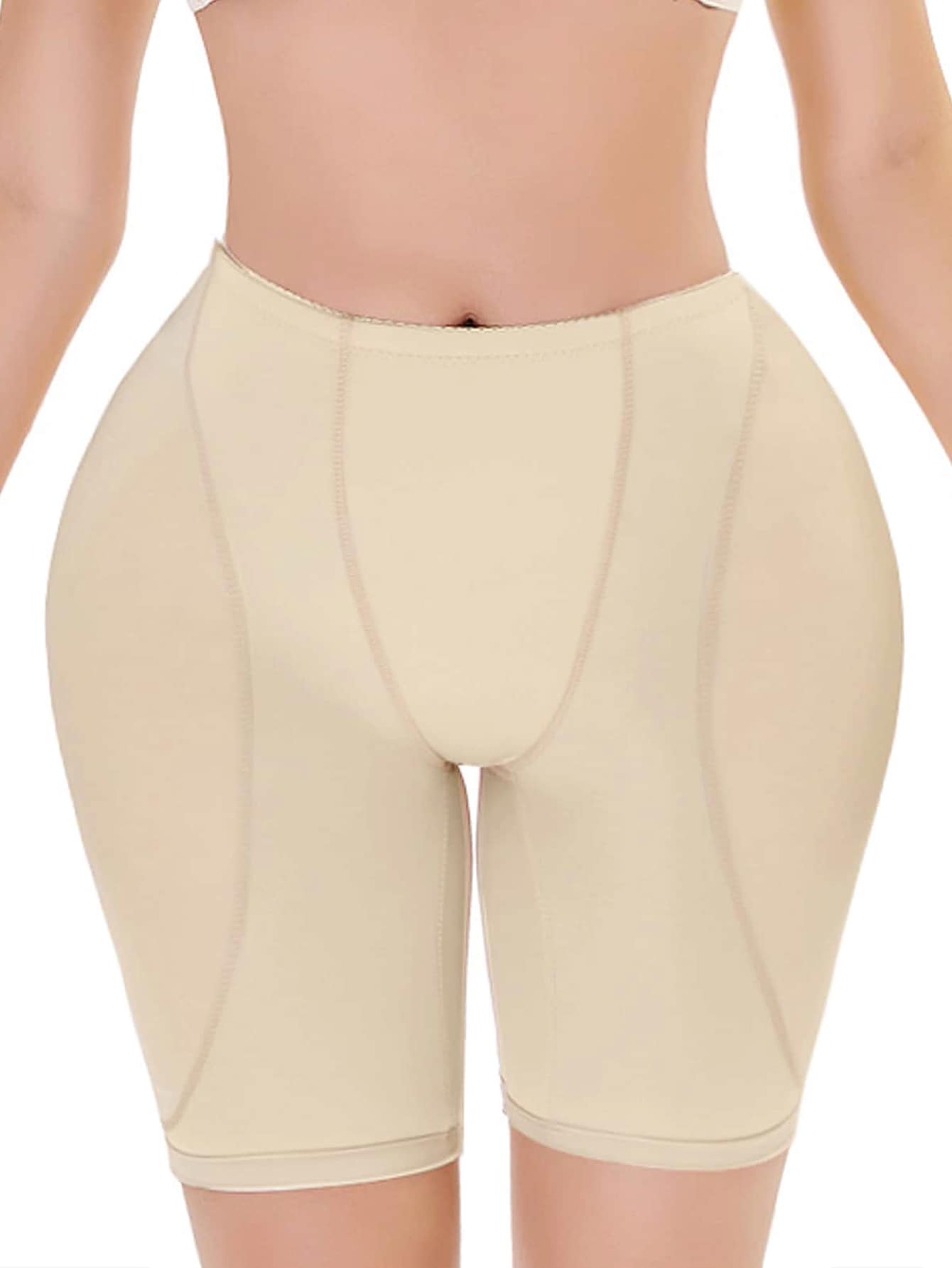 高腰塑形短褲 - 米色 - 查看 1