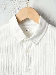 Boys Button Front Shirt & Shorts Without Tee - Blue and White - View 4