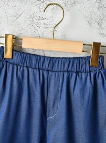 Boys Button Front Shirt & Shorts Without Tee - Blue and White - View 5