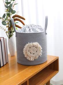 1 pieza Cesta de almacenamiento con diseño de fleco - Multicolor - Ver 1