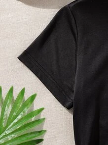 Girls Solid Tee & Flap Pocket Cargo Trousers - Multicolor - View 4