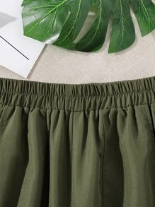 Girls Solid Tee & Flap Pocket Cargo Trousers - Multicolor - View 6