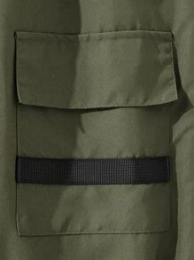 Girls Solid Tee & Flap Pocket Cargo Trousers - Multicolor - View 7