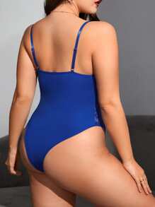 Body teddy con encaje en contraste con aro - azul real - Ver 2