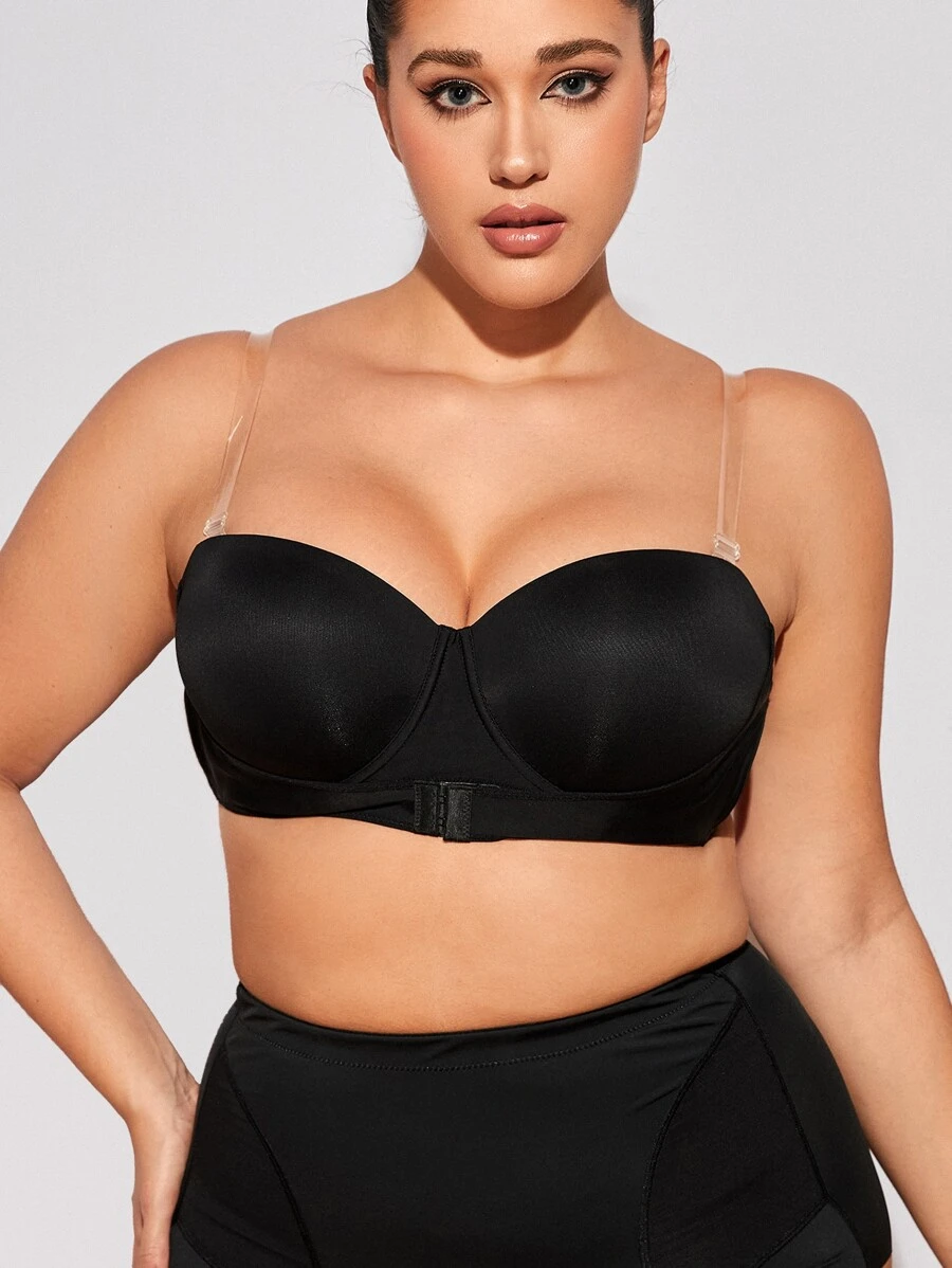Sujetador liso con aro - Negro - Ver 1