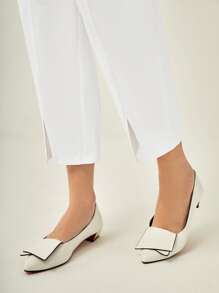 BizChic Split Hem Solid Trousers - White - View 6