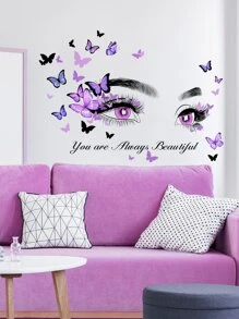 1 pieza Adhesivo de pared con gráfico de mariposa y figura, arte de pared autoadhesivo moderno para decoración del hogar, adhesivos, adhesivo de pared, calcomanía de vinilo para decoraciones del hogar, artículos de decoración de primavera para refrescar su hogar, adhesivos de decoración de festivales, regalos de cumpleaños y graduación
