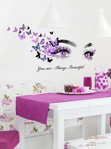 1 pieza Adhesivo de pared con gráfico de mariposa y figura, arte de pared autoadhesivo moderno para decoración del hogar, adhesivos, adhesivo de pared, calcomanía de vinilo para decoraciones del hogar, artículos de decoración de primavera para refrescar su hogar, adhesivos de decoración de festivales, regalos de cumpleaños y graduación