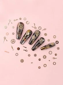 1盒齒輪設計美甲飾品 - 金色 - 查看 4