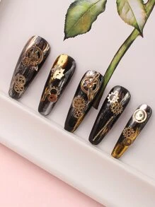 1盒齒輪設計美甲飾品 - 金色 - 查看 2