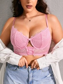 Sujetador con encaje floral con aro - Rosa - Ver 1