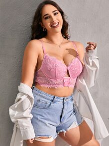 Sujetador con encaje floral con aro - Rosa - Ver 4