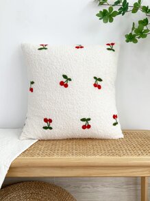 1入櫻桃刺繡枕套或腰枕套，可愛水果設計的方形絨毛枕套 - 彩色 - 查看 2
