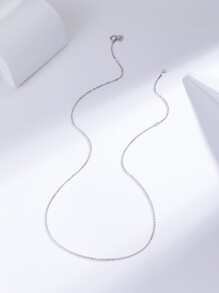 1pc Fashionable And Simple S925 Sterling Silver Handmade Chain Necklace, Versatile And  Jewelry Suitable For Women Daily Wear, Party, And Office Outfits - Silver - View 2
