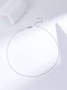 1pc Fashionable And Simple S925 Sterling Silver Handmade Chain Necklace, Versatile And  Jewelry Suitable For Women Daily Wear, Party, And Office Outfits - Silver - View 6