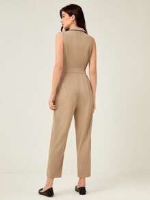 BizChic 翻蓋口袋前紐扣連身褲