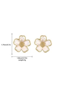 Flower Stud Earrings - Yellow - View 7