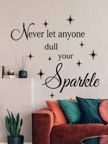 1pc Slogan Graphic Wall Sticker - Black - View 1