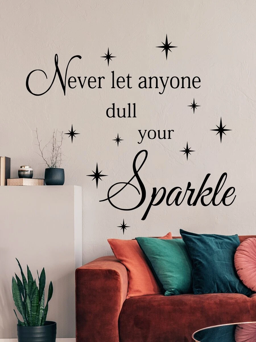 1pc Slogan Graphic Wall Sticker - Black - View 1