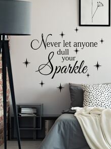 1pc Slogan Graphic Wall Sticker - Black - View 2