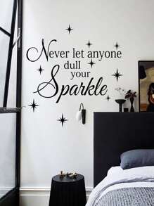 1pc Slogan Graphic Wall Sticker - Black - View 3