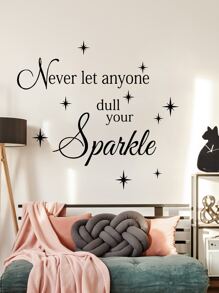 1pc Slogan Graphic Wall Sticker - Black - View 4